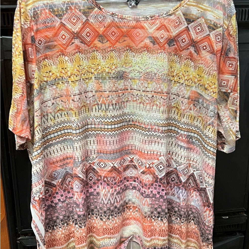 Multicolor Geometric Print Women's Top